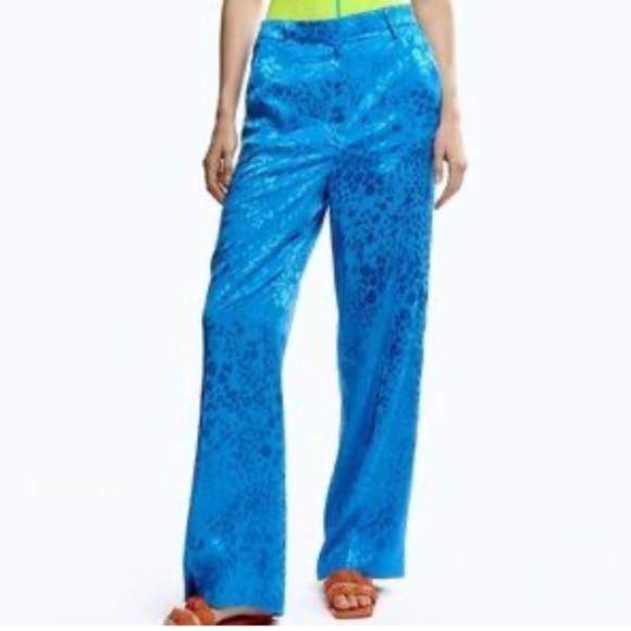 Zara Pants - Zara Blue Patterned Satin Pants Size XS NWT